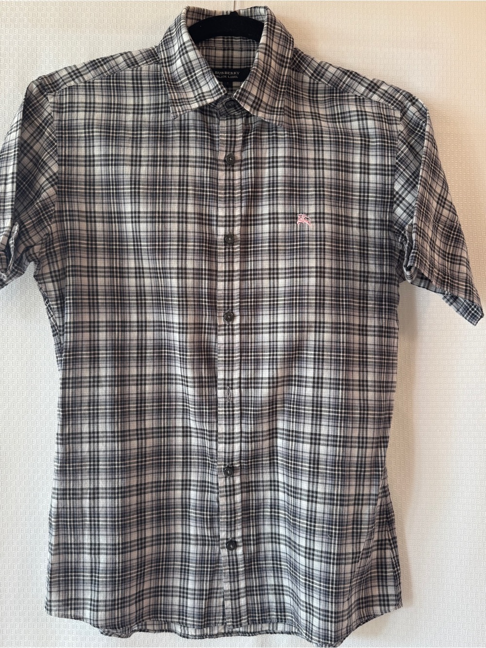 Burberry Black Label Short Sleeve Plaid Shirt Sz 1